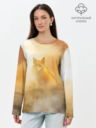 Лонгслив женский. Хлопок / Лисичка в тумане