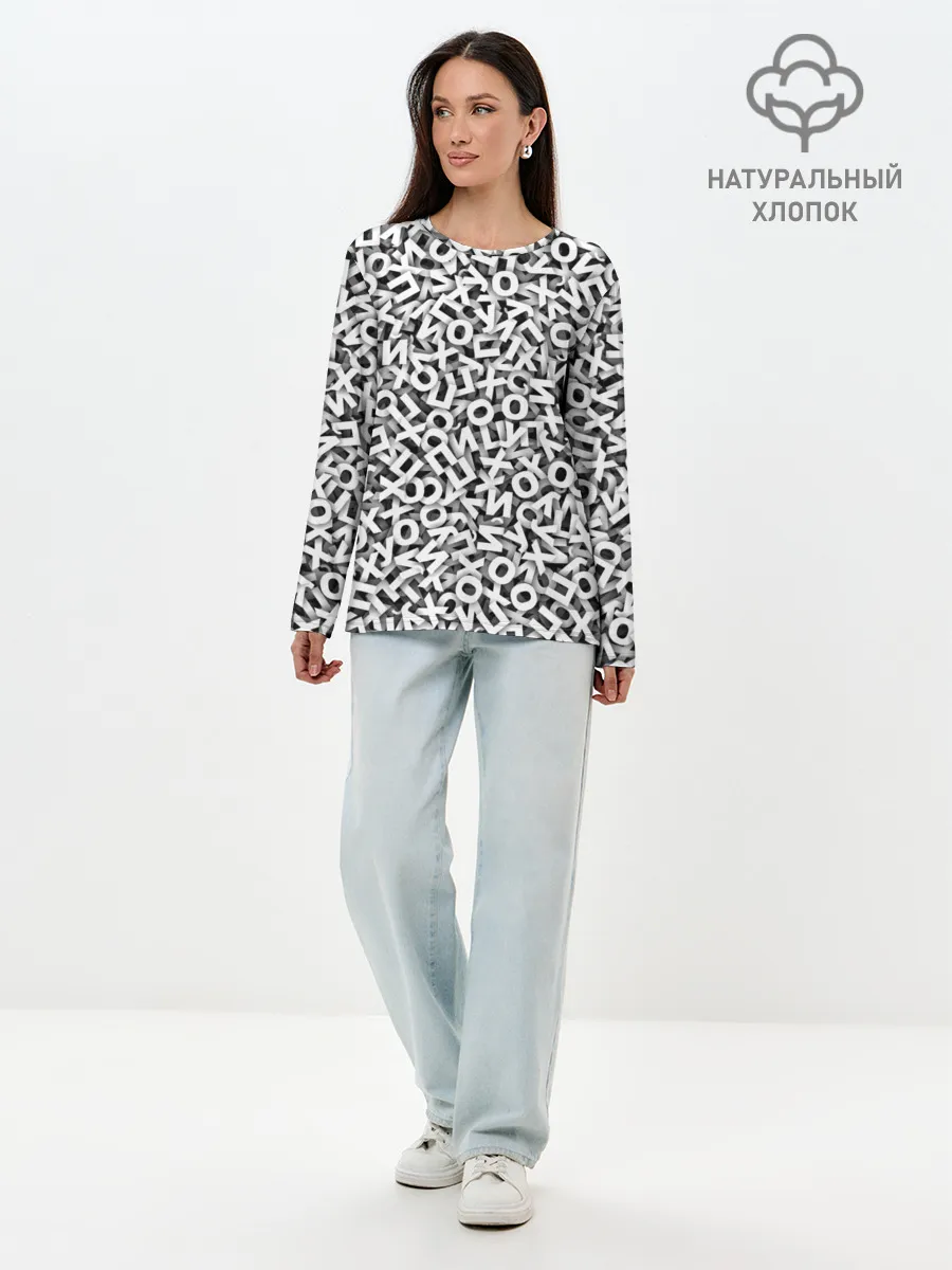 Лонгслив женский. Хлопок / буквы ЙУХОП