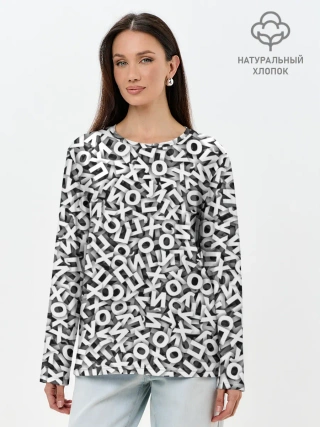 Лонгслив женский. Хлопок / буквы ЙУХОП