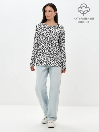 Лонгслив женский. Хлопок / буквы ЙУХОП