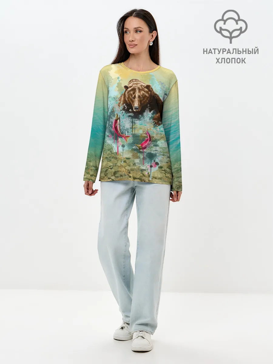 Лонгслив женский. Хлопок / Рыбалка