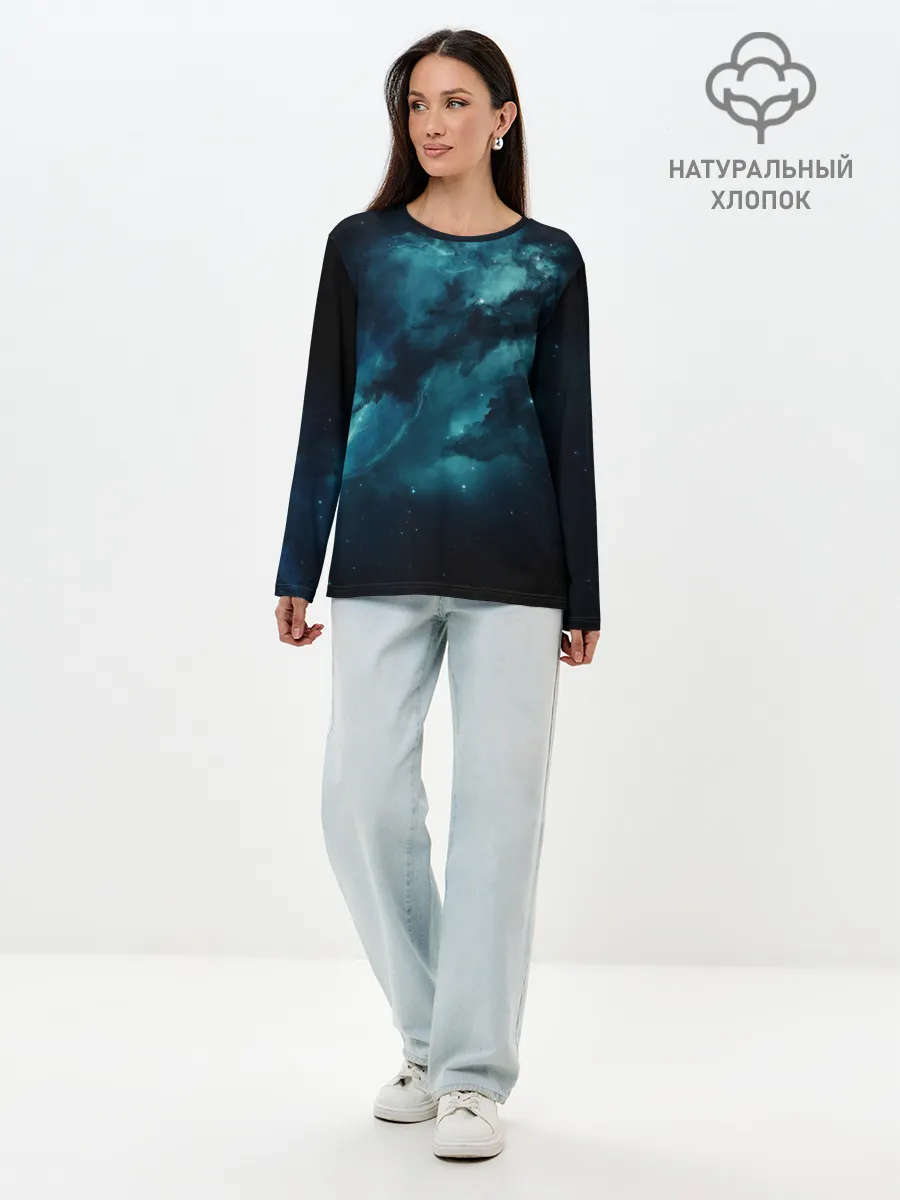 Лонгслив женский. Хлопок / Космос