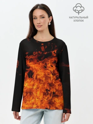 Лонгслив женский. Хлопок / Огонь