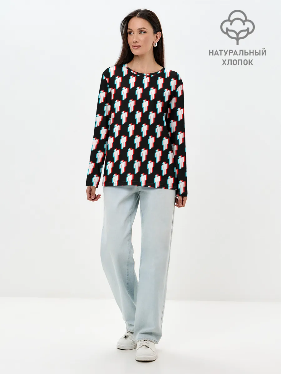 Лонгслив женский. Хлопок / BILLIE EILISH GLITCH