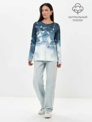 Лонгслив женский. Хлопок / Тропики