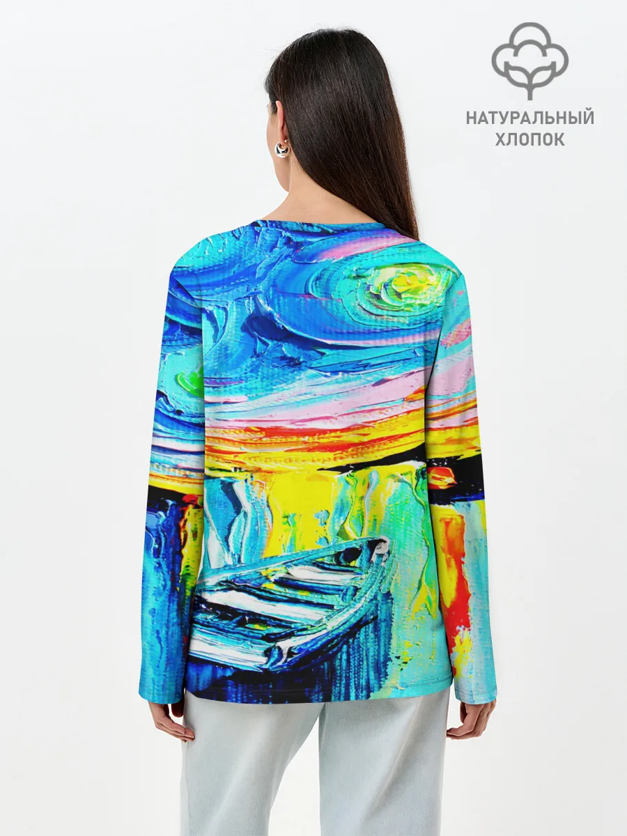 Лонгслив женский. Хлопок / НОЧНОЙ ПРИЧАЛ ВАНГОГ