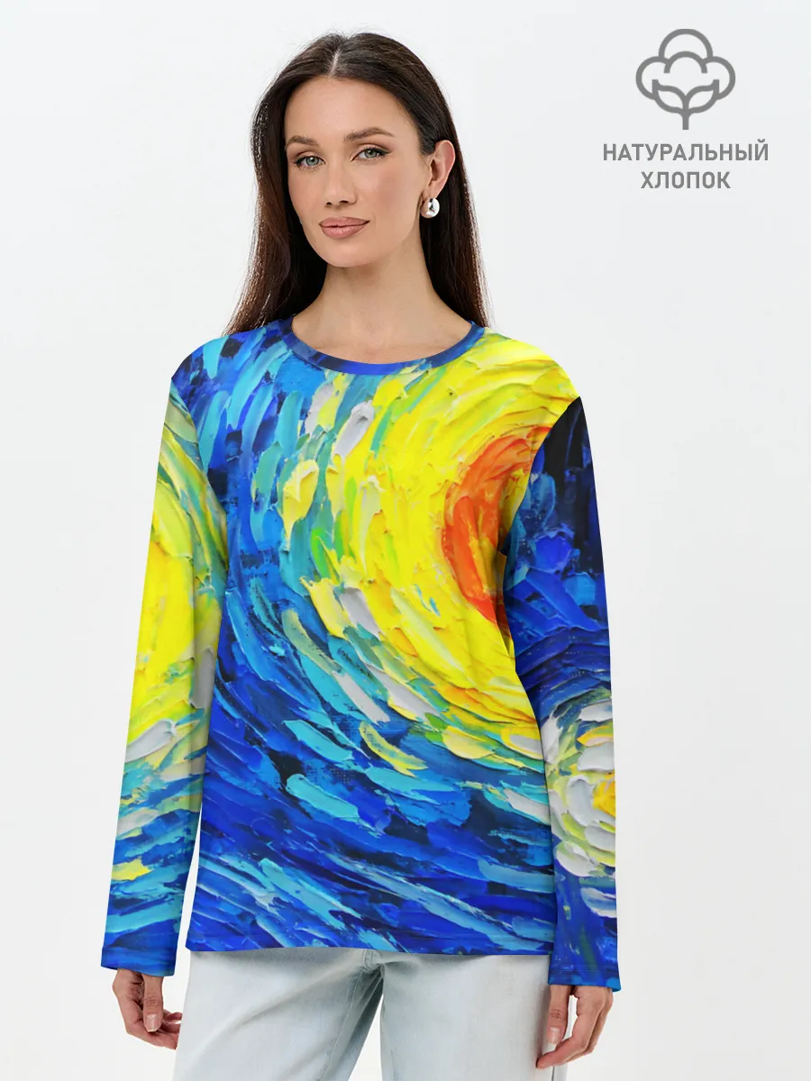 Лонгслив женский. Хлопок / КРАСКИ ВАНГОГА