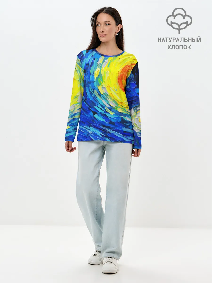 Лонгслив женский. Хлопок / КРАСКИ ВАНГОГА