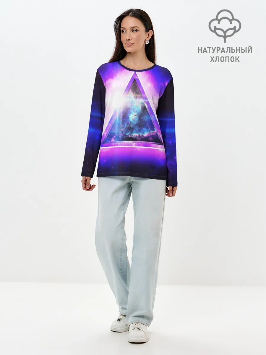 Лонгслив женский. Хлопок / КОСМИЧЕСКИЙ ТРЕУГОЛЬНИК