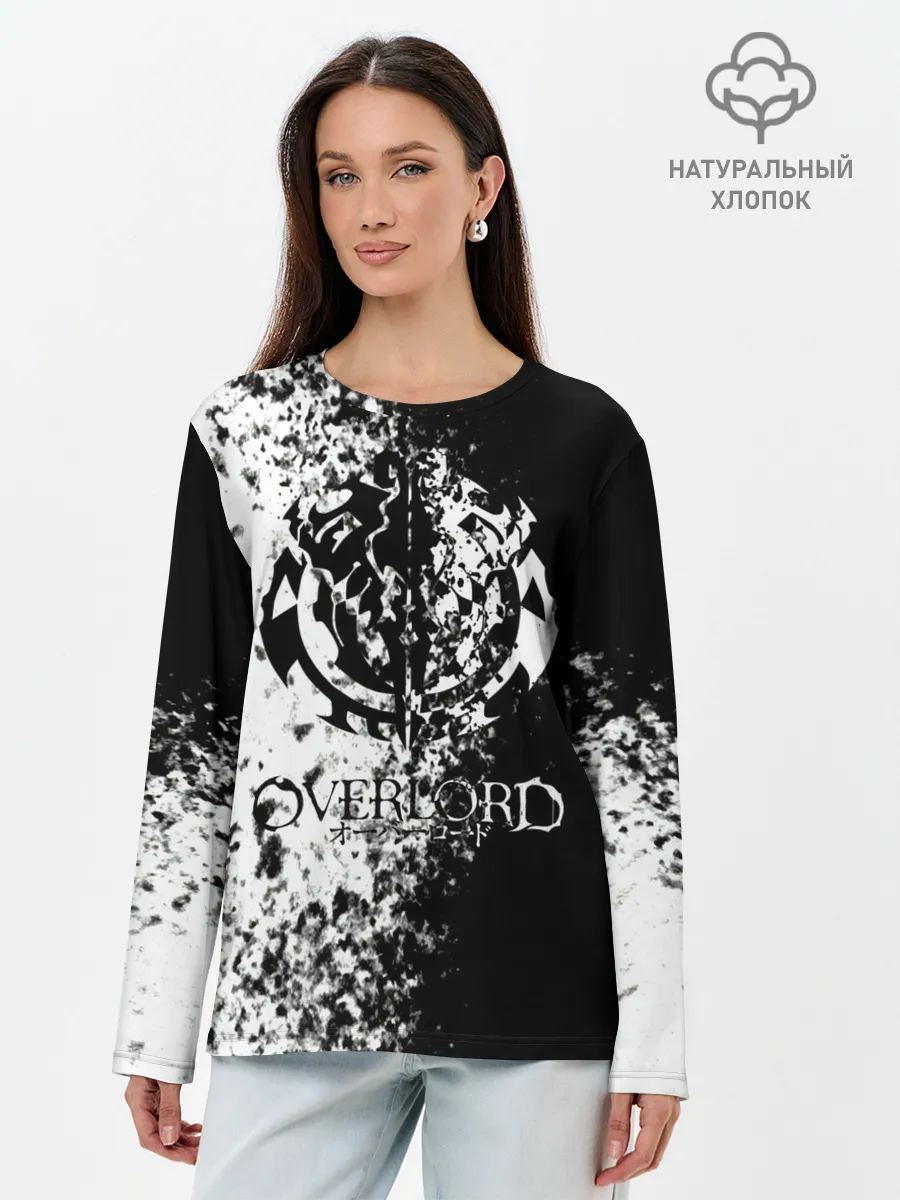Лонгслив женский. Хлопок / чб спрей оверлорд