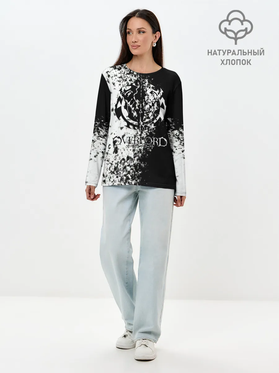 Лонгслив женский. Хлопок / чб спрей оверлорд