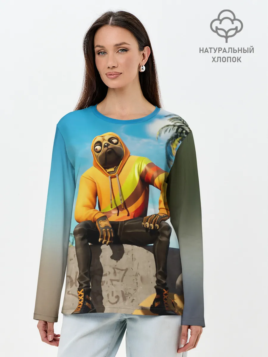 Лонгслив женский. Хлопок / Fortnite Doggy