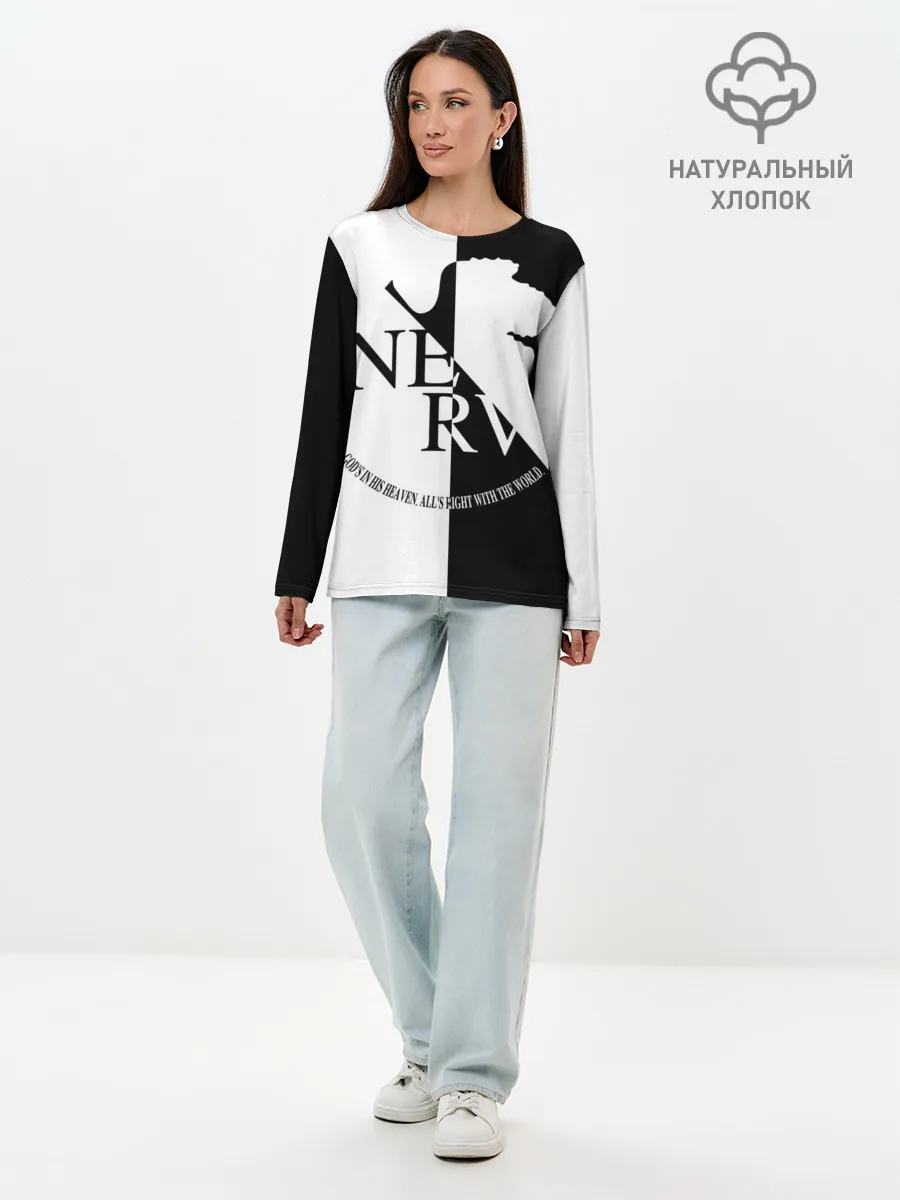 Лонгслив женский. Хлопок / Nerv black and white