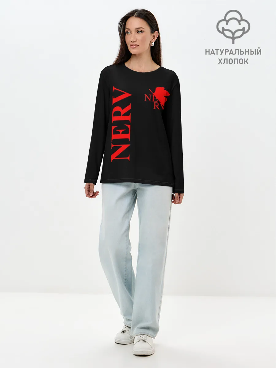 Лонгслив женский. Хлопок / Nerv red