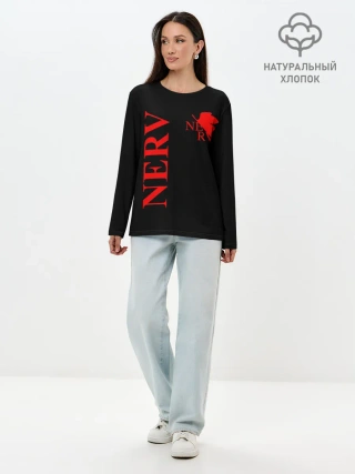 Лонгслив женский. Хлопок / Nerv red