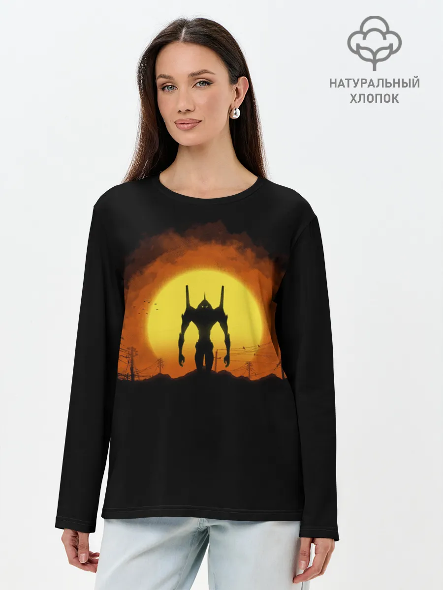 Лонгслив женский. Хлопок / evangelion yellow planet