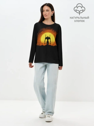 Лонгслив женский. Хлопок / evangelion yellow planet