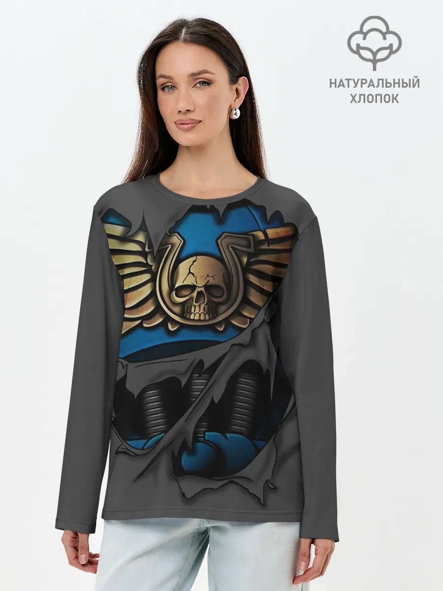 Лонгслив женский. Хлопок / Ультрамариновая Броня
