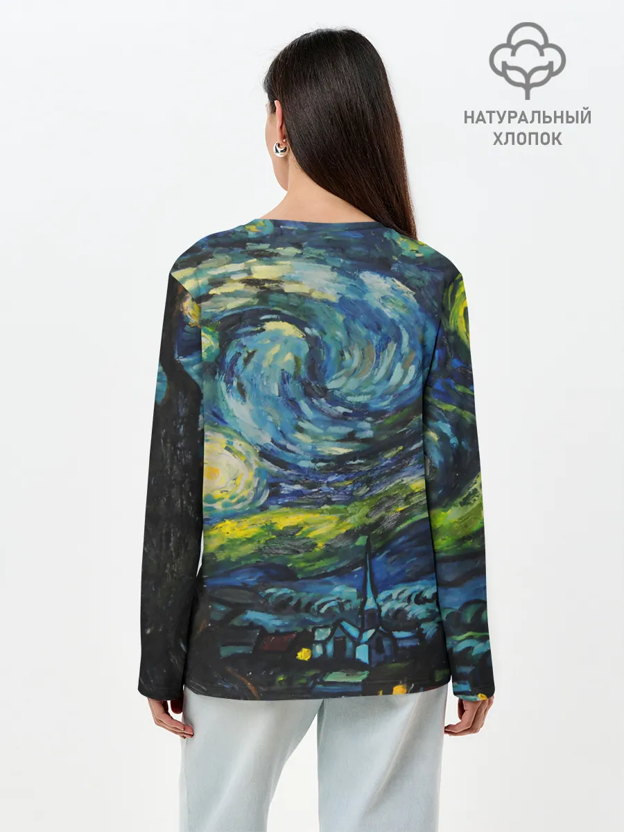 Лонгслив женский. Хлопок / ЗВЕЗДНАЯ НОЧЬ