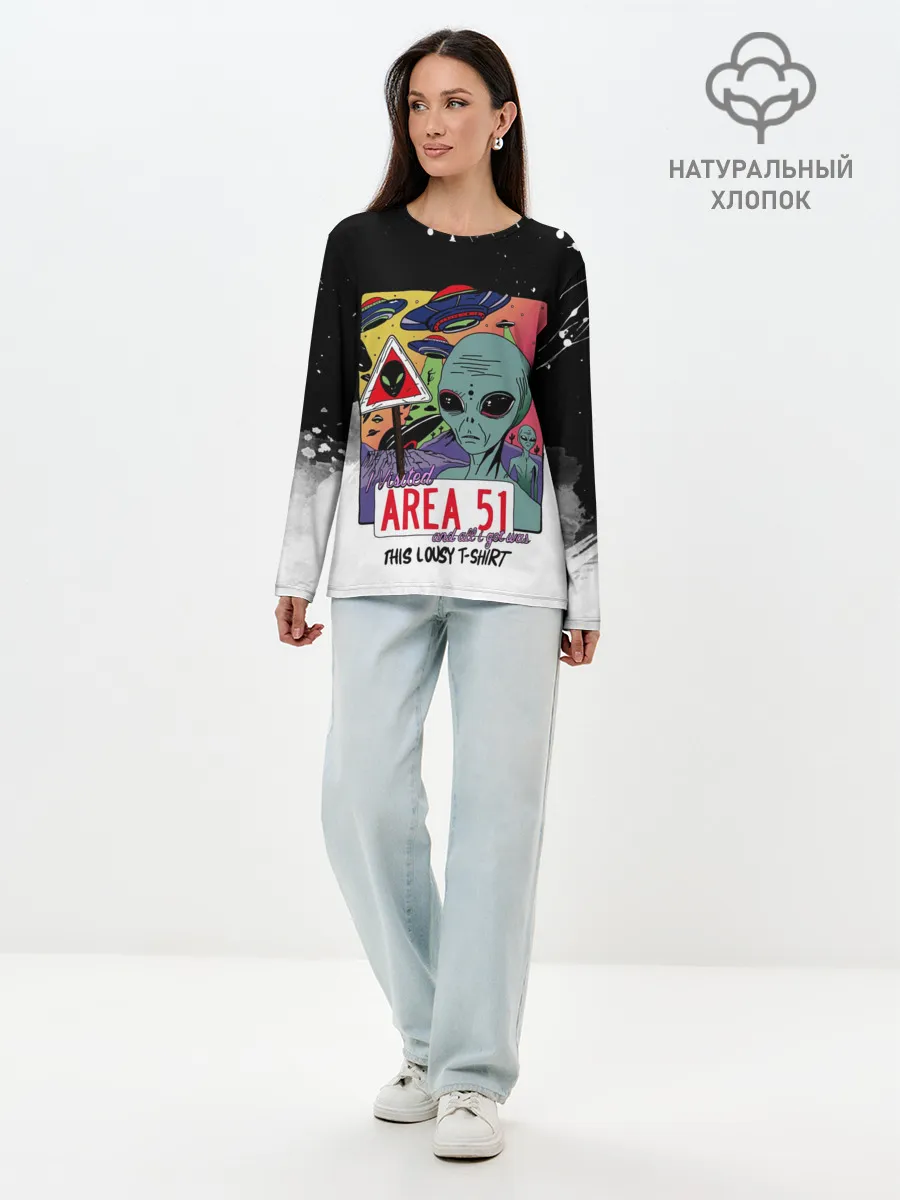 Лонгслив женский. Хлопок / Штурм зоны 51