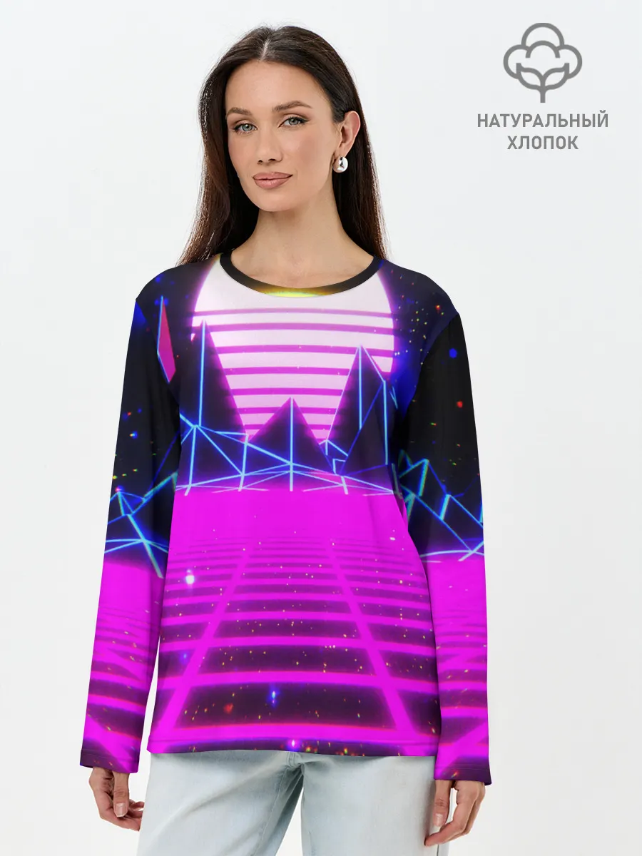 Лонгслив женский. Хлопок / Ретро Стиль неон