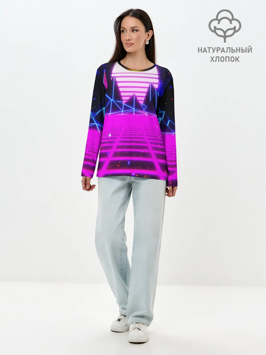 Лонгслив женский. Хлопок / Ретро Стиль неон