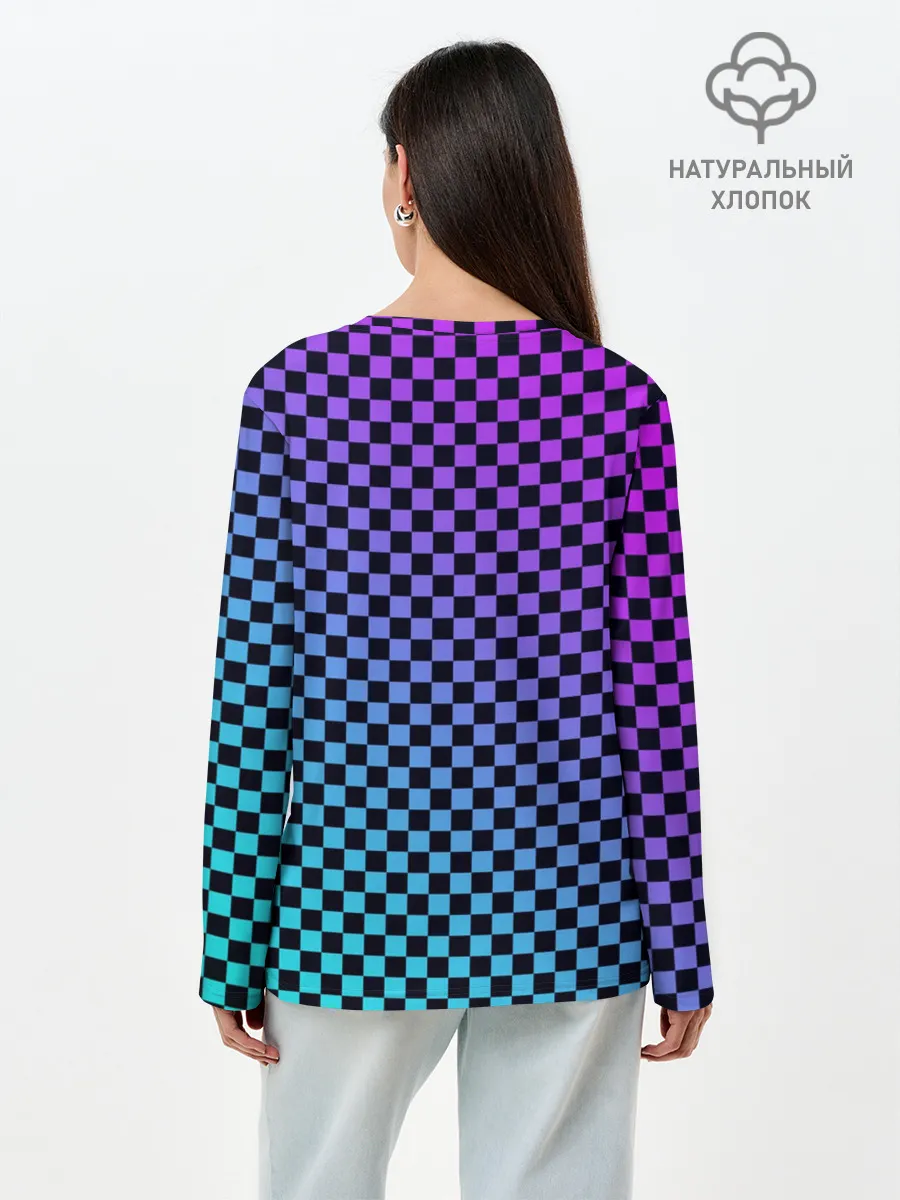 Лонгслив женский. Хлопок / Checkerboard gradient
