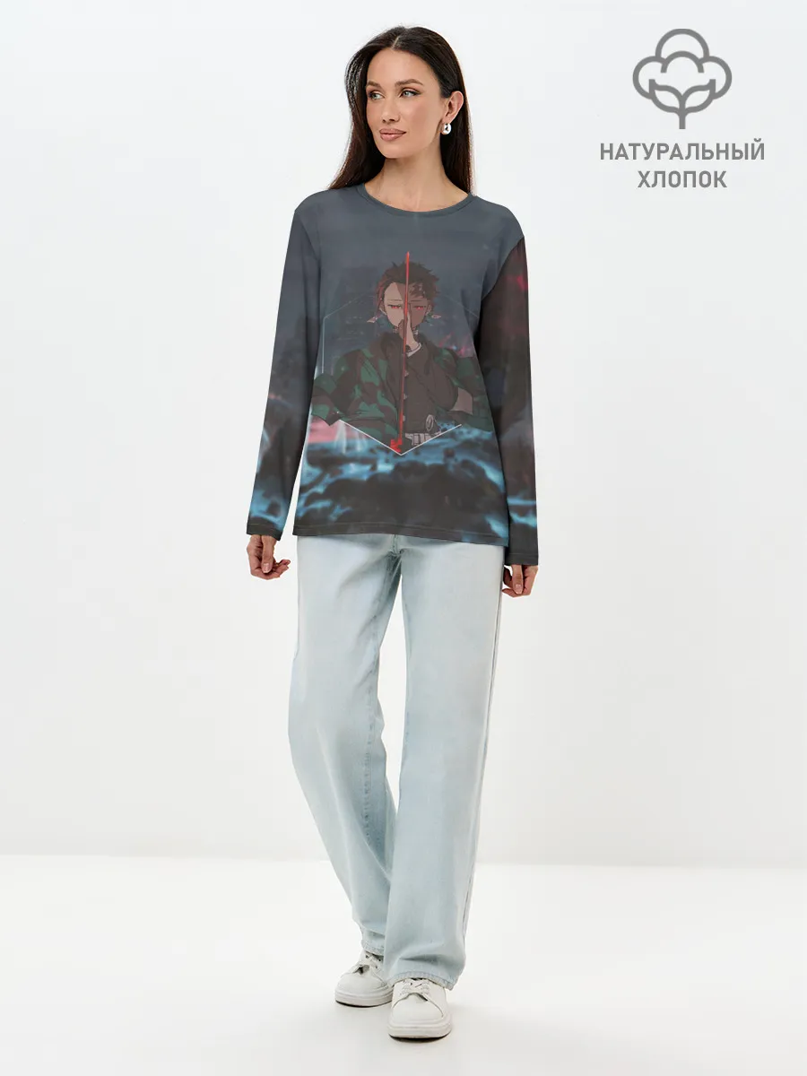 Лонгслив женский. Хлопок / Танджиро Камадо