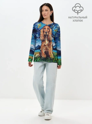 Лонгслив женский. Хлопок / Кокер-спаниель