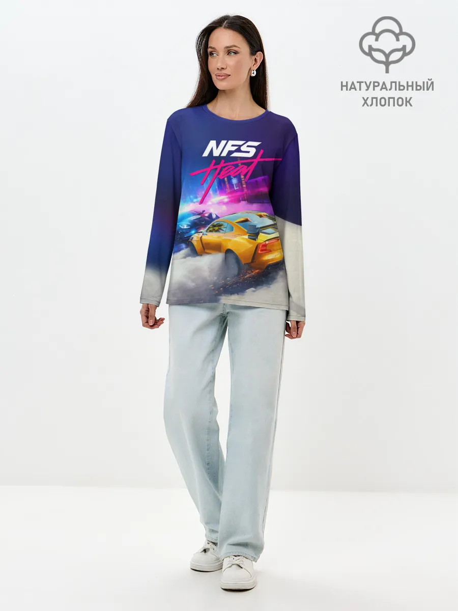 Лонгслив женский. Хлопок / NEED FOR SPEED - HEAT