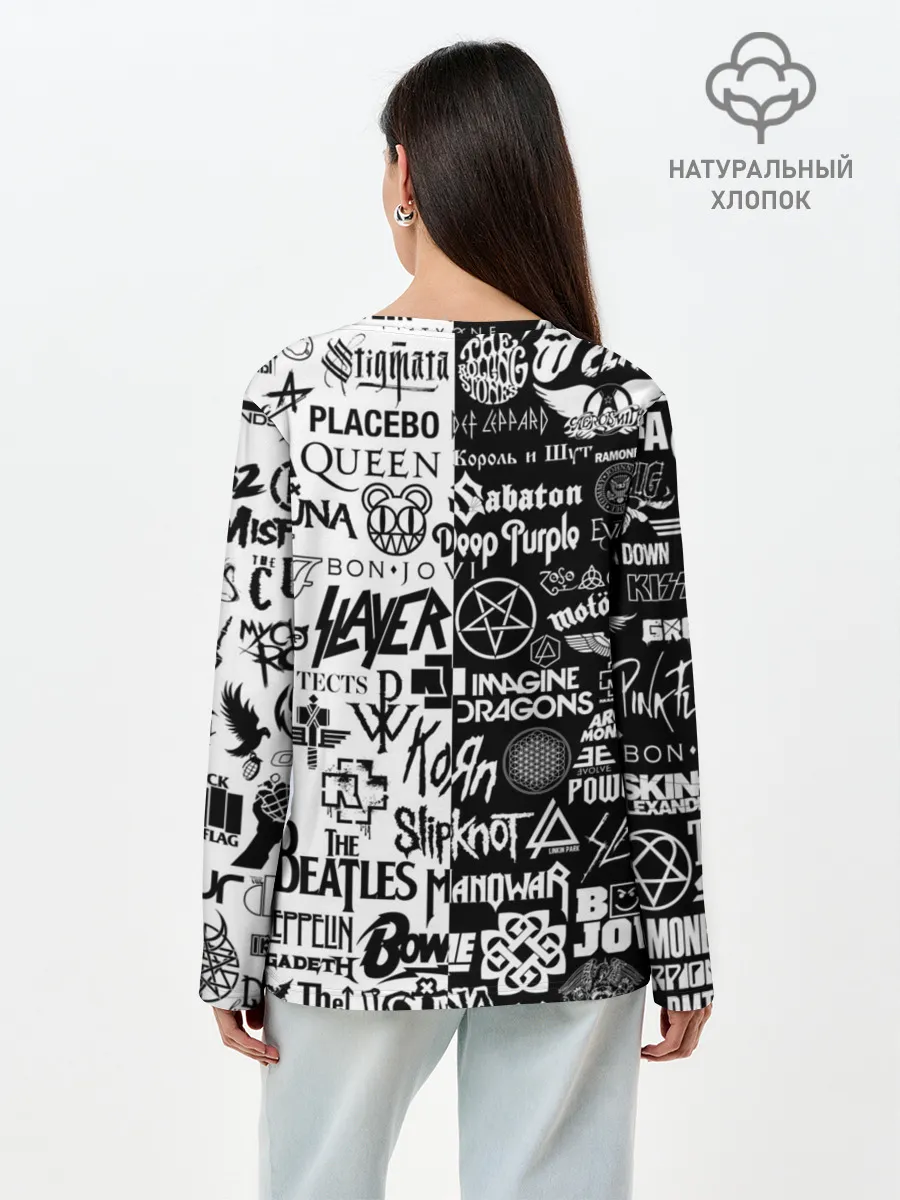 Лонгслив женский. Хлопок / ЛОГОТИПЫ РОК ГРУПП