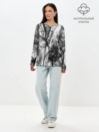 Лонгслив женский. Хлопок / SMOKE ABSTRACTION