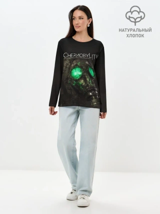 Лонгслив женский. Хлопок / CHERNOBYLITE ПРОТИВОГАЗ