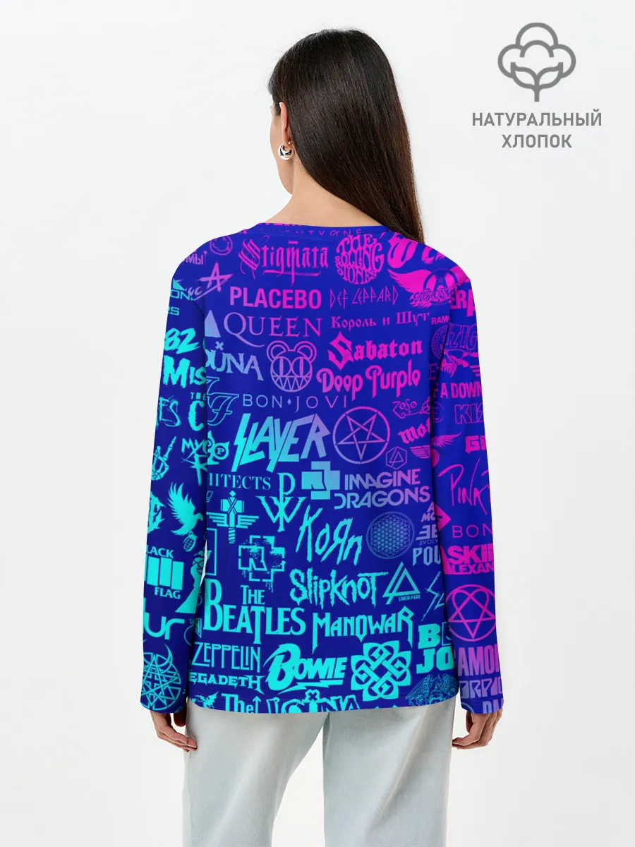 Лонгслив женский. Хлопок / ЛОГОТИПЫ РОК ГРУПП