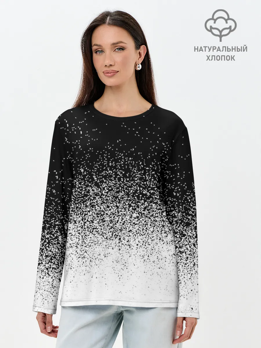 Лонгслив женский. Хлопок / BLACK AND WHITE ABSTRACTION