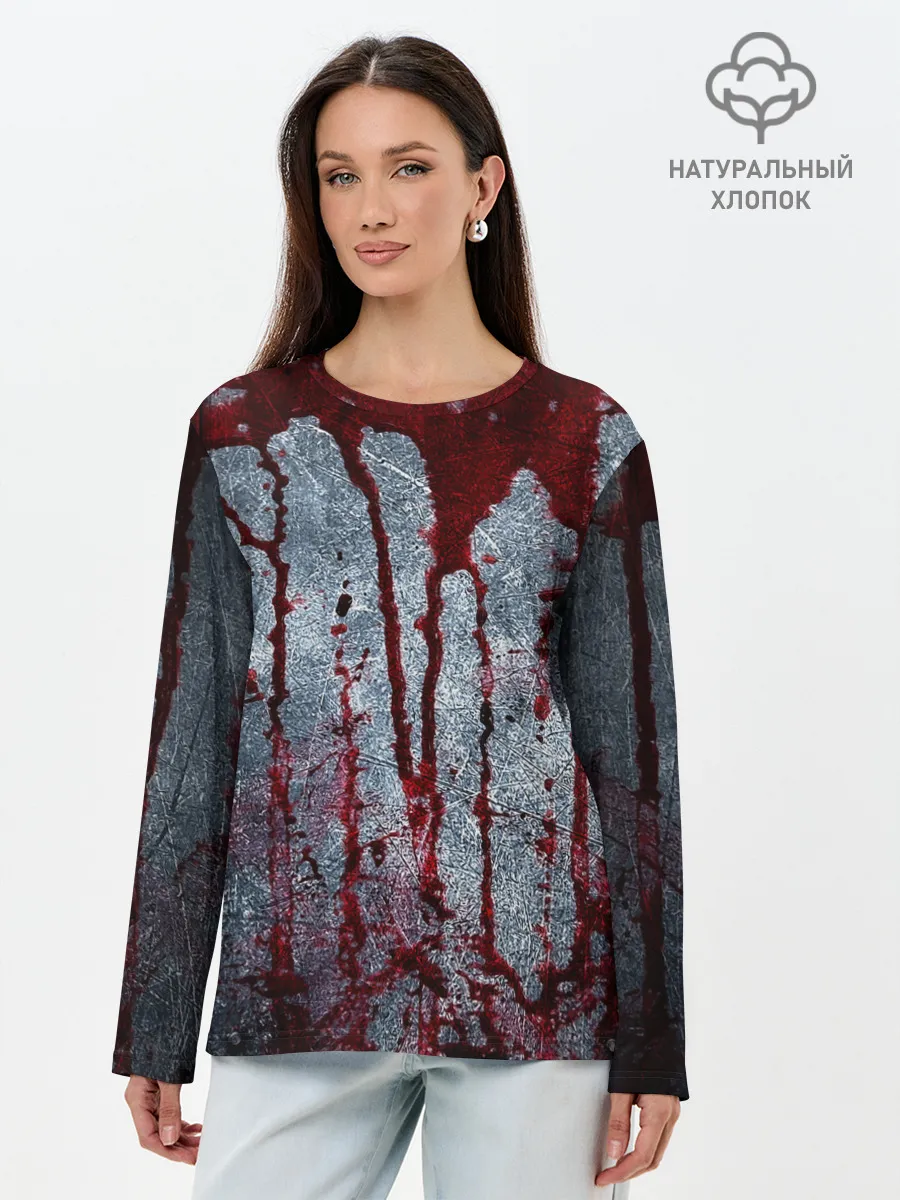 Лонгслив женский. Хлопок / Кровь на металле