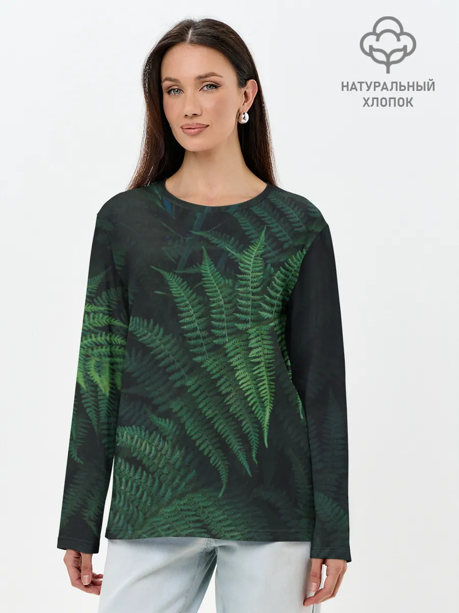 Лонгслив женский. Хлопок / Листья