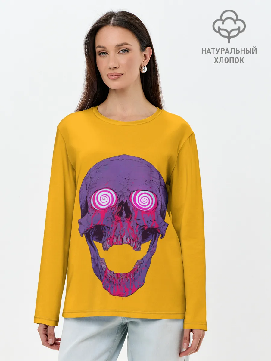 Лонгслив женский. Хлопок / Гипно Череп