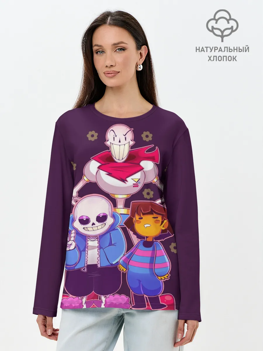 Лонгслив женский. Хлопок / Персонажи Undertale