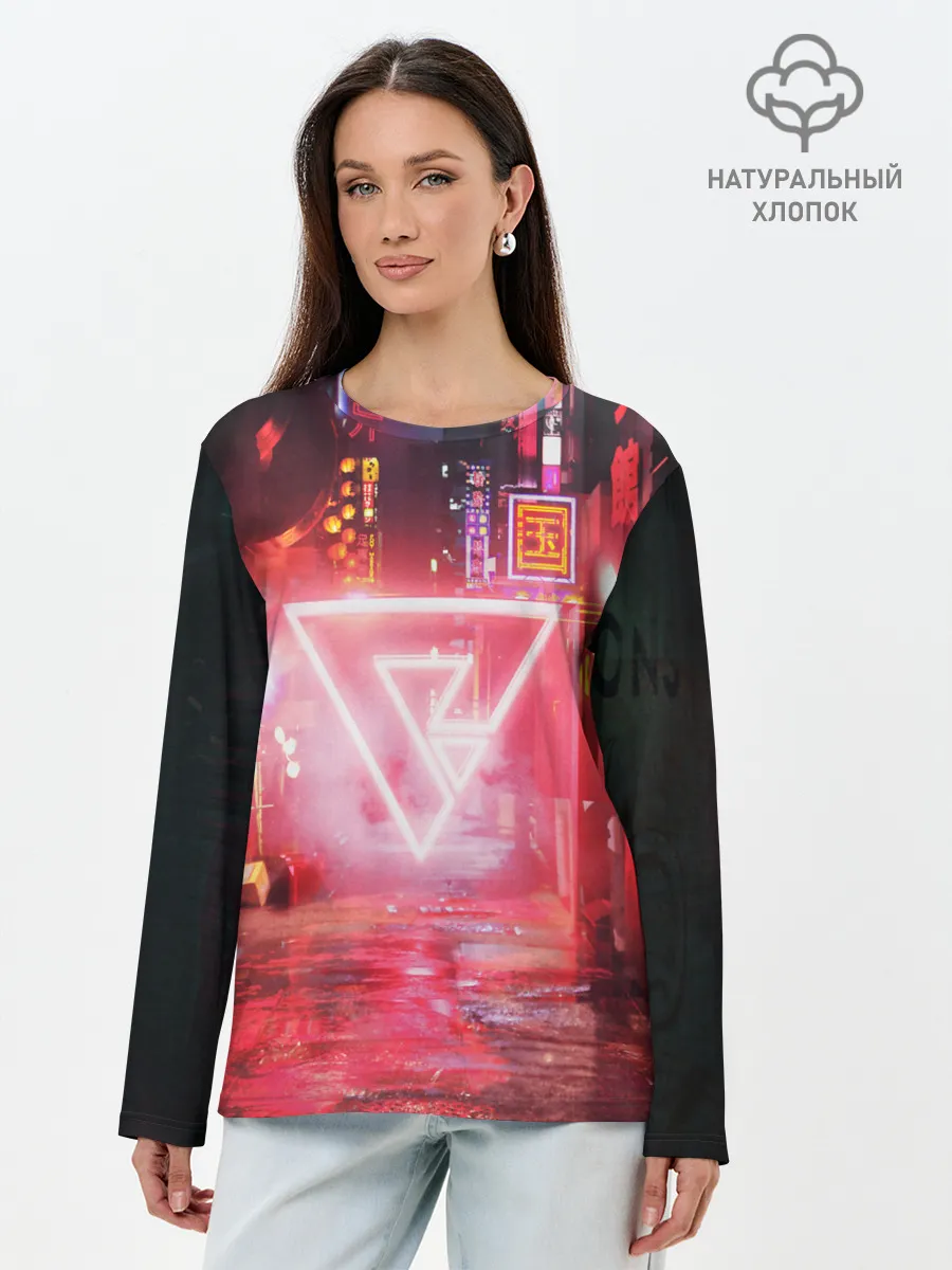 Лонгслив женский. Хлопок / КИБЕР НЕОН