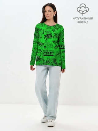 Лонгслив женский. Хлопок / Billie Eilish Graffiti Grunge