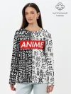 Лонгслив женский. Хлопок / Anime black&white
