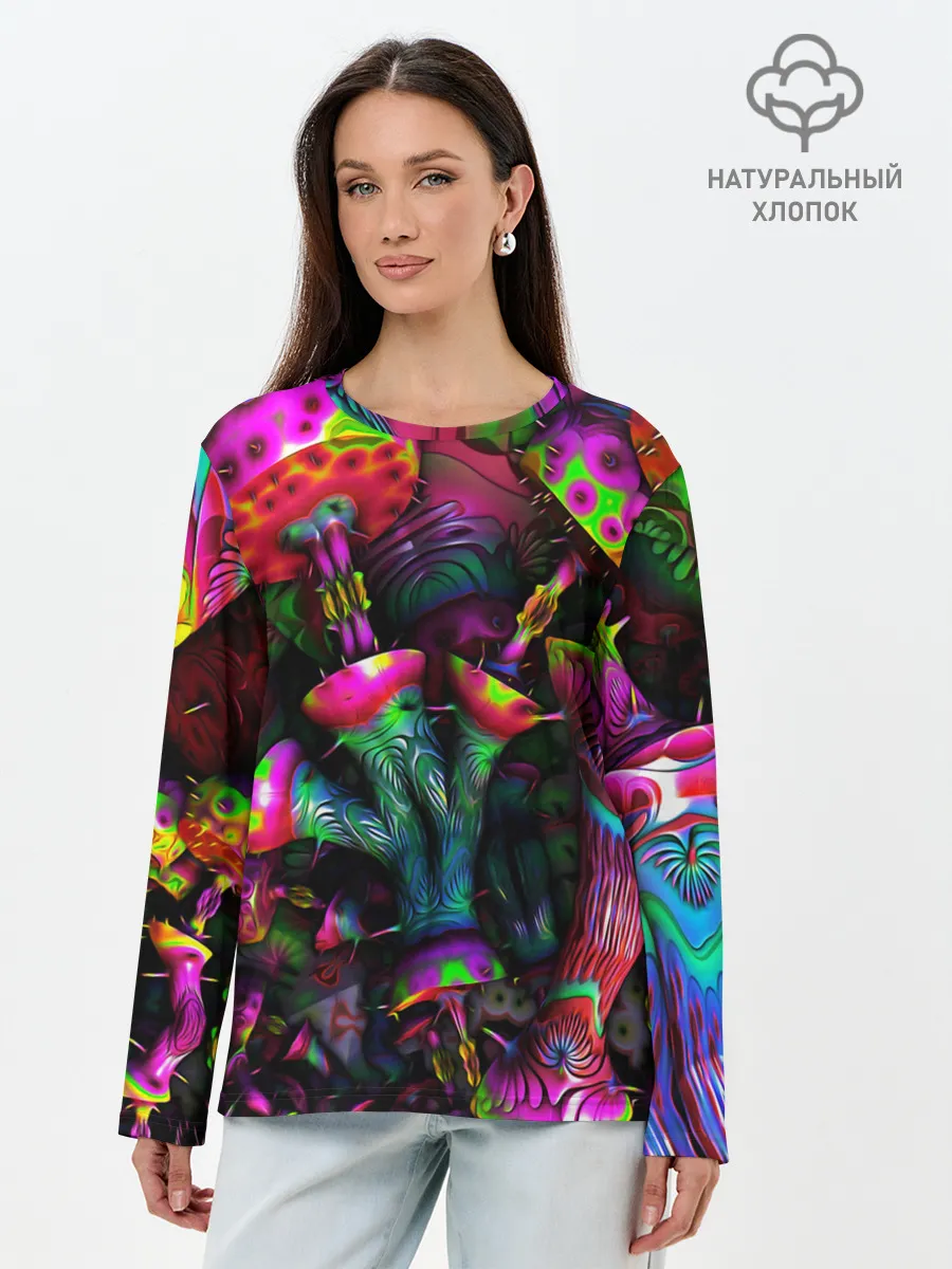 Лонгслив женский. Хлопок / ПСИХОДЕЛИКА