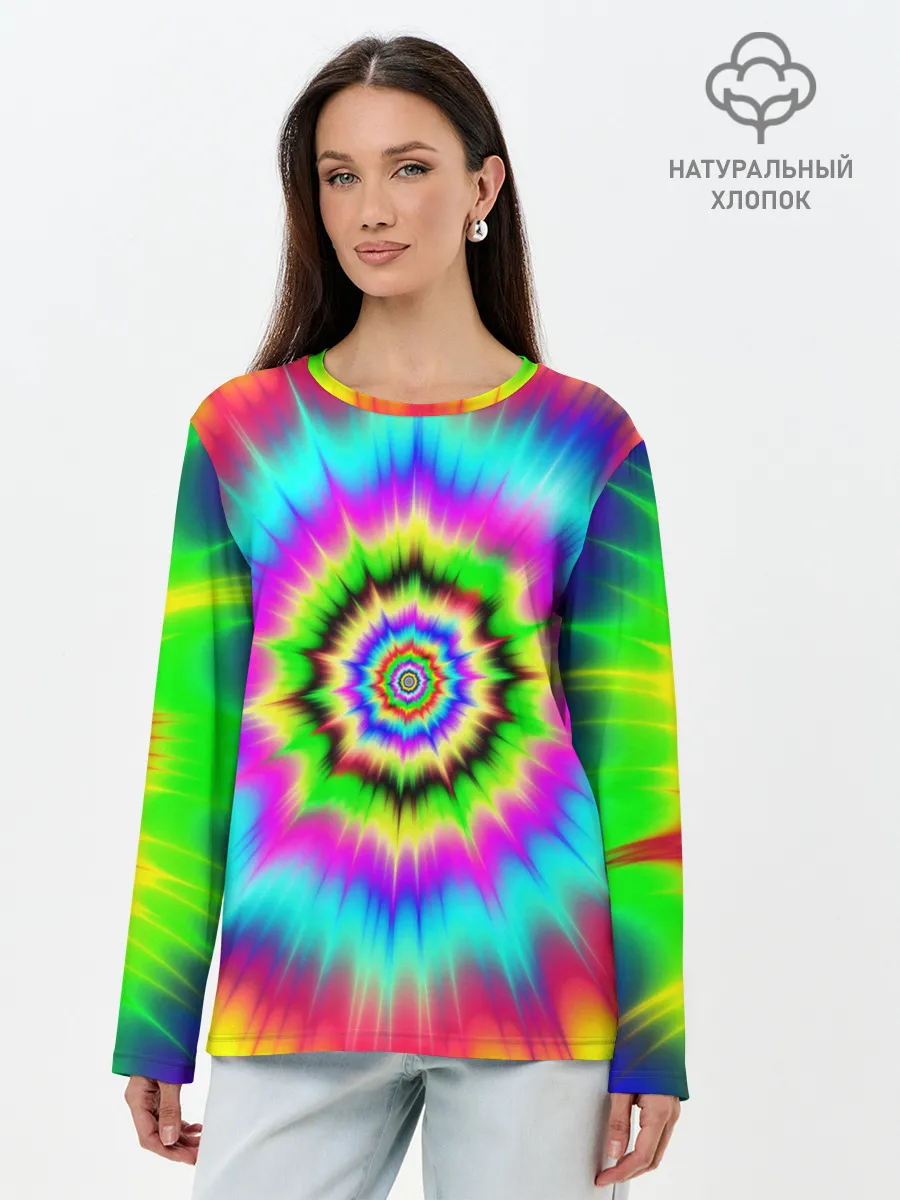 Лонгслив женский. Хлопок / ОПТИЧЕСКИЙ УЗОР
