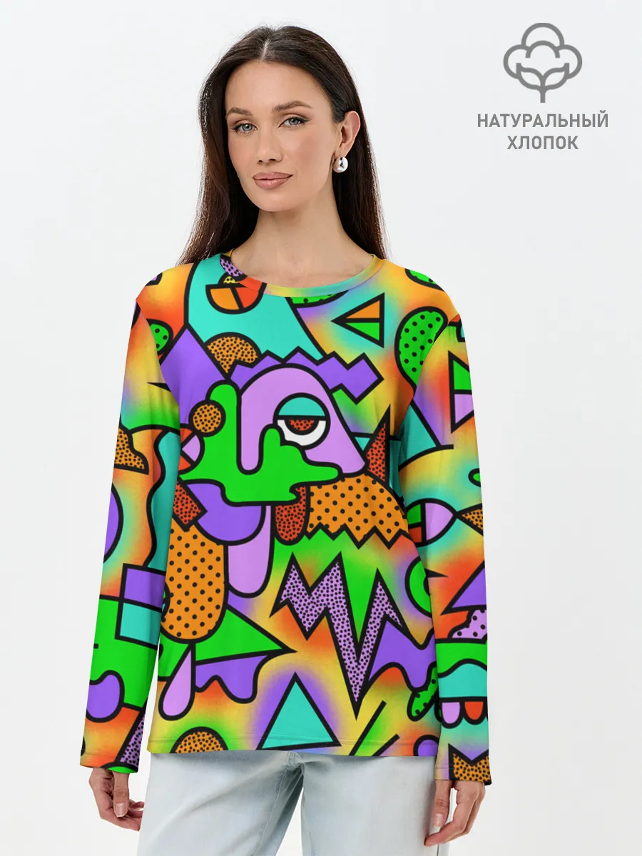 Лонгслив женский. Хлопок / PSY GEOMETRY