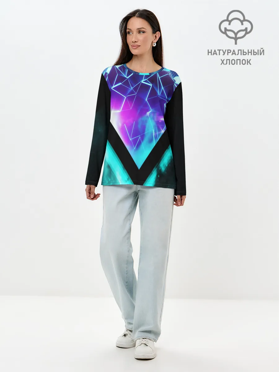 Лонгслив женский. Хлопок / NEON GEOMETRY