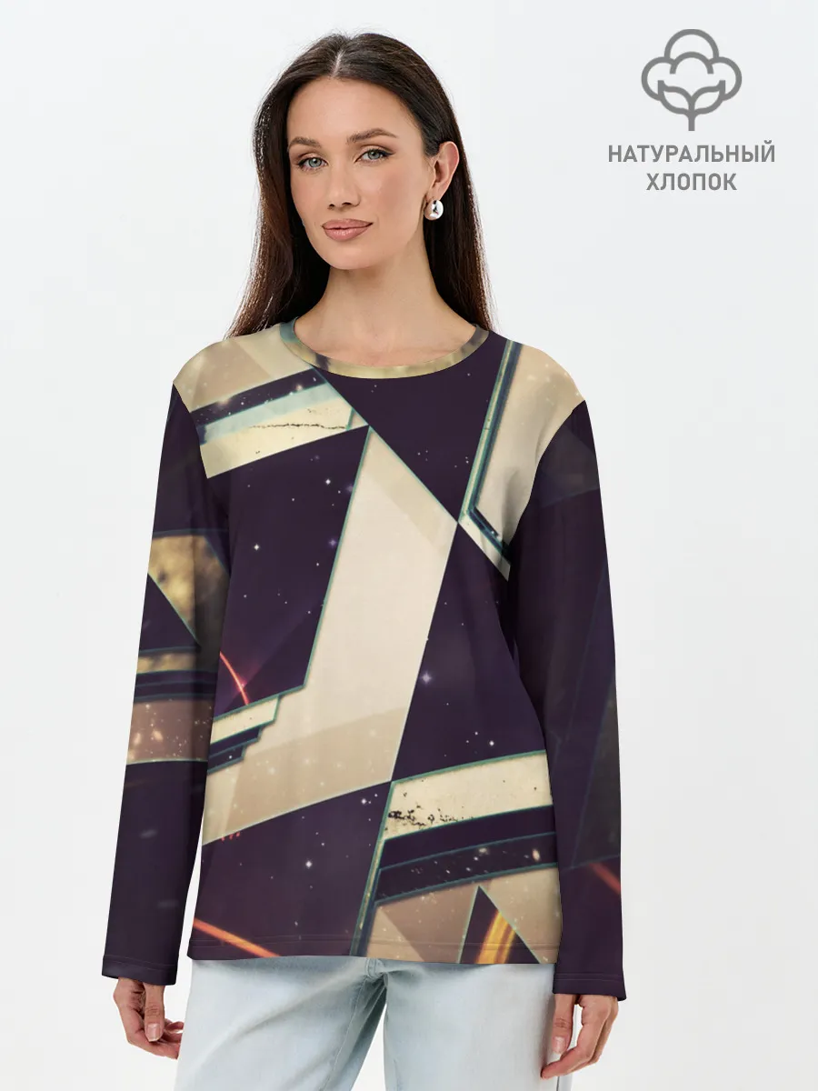 Лонгслив женский. Хлопок / АБСТРАКЦИЯ КОСМОС