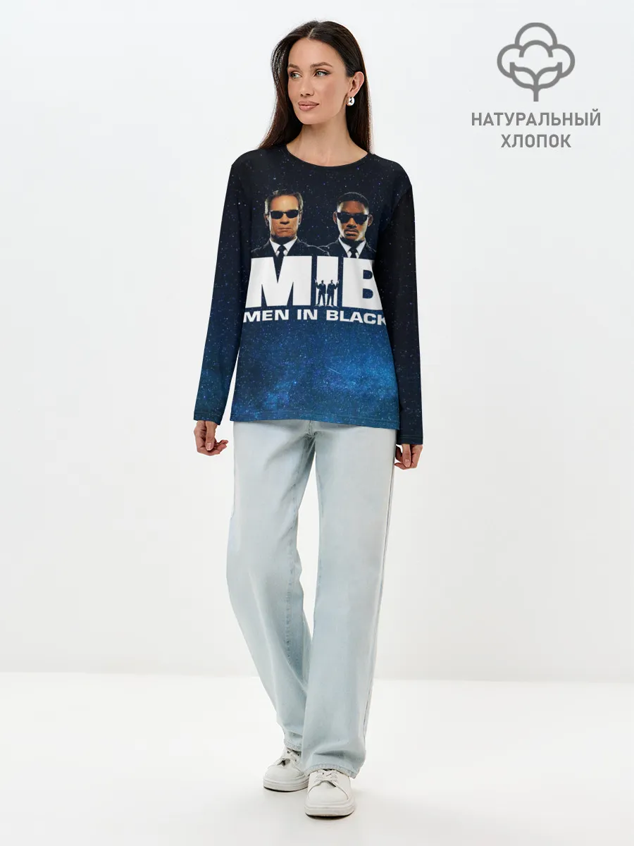 Лонгслив женский. Хлопок / люди в черном