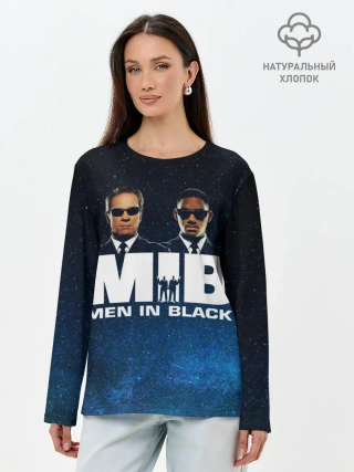 Лонгслив женский. Хлопок / люди в черном