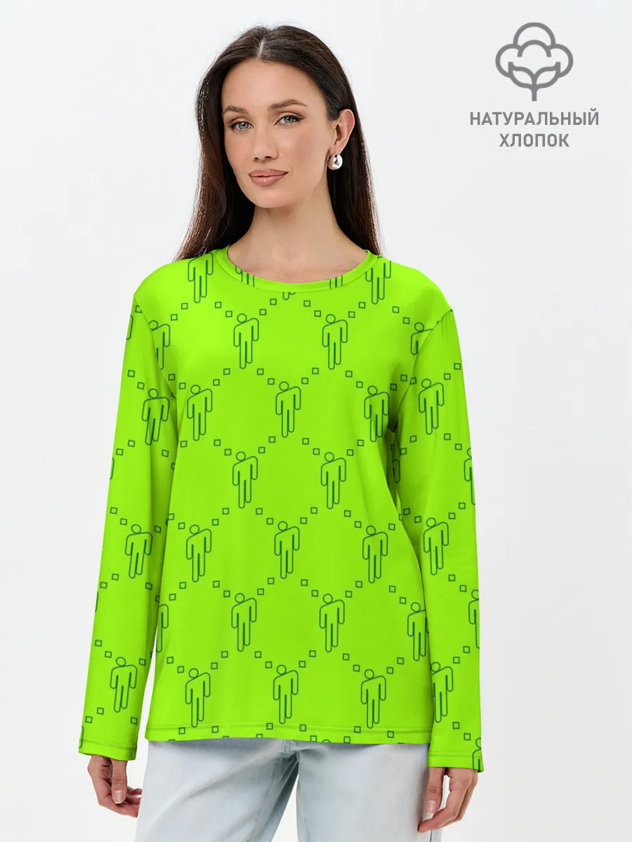 Лонгслив женский. Хлопок / Billie Eilish pattern